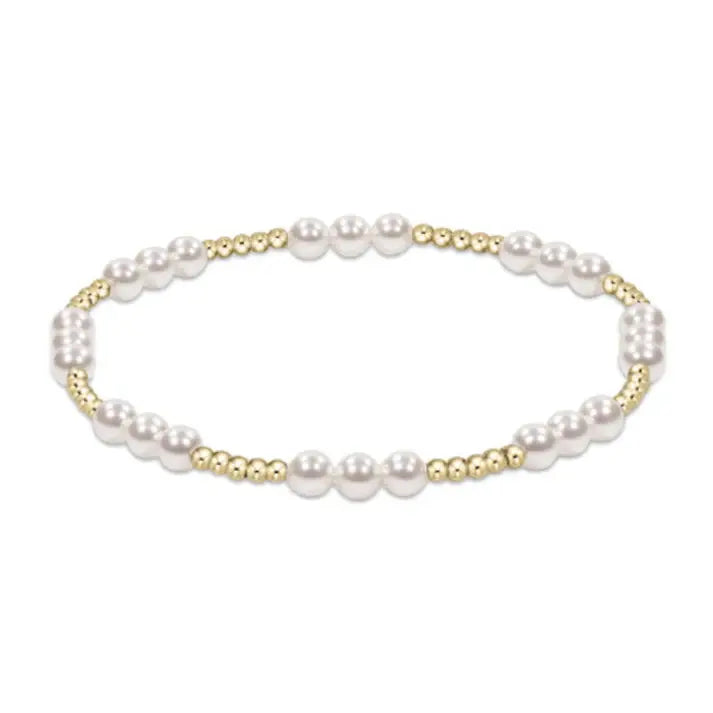 eNewton Classic Joy Pearl + Gold Bead Bracelet | 4mm