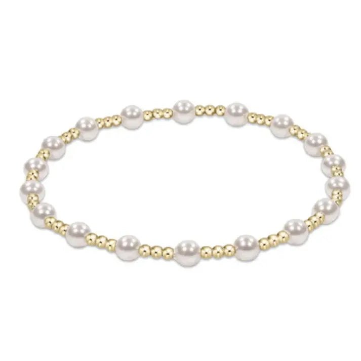 eNewton Classic Sincerity Pearl + Gold Bead Bracelet | 4mm