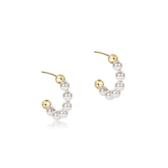 Beaded Classic Post Hoop | 1in 4mm Pearl