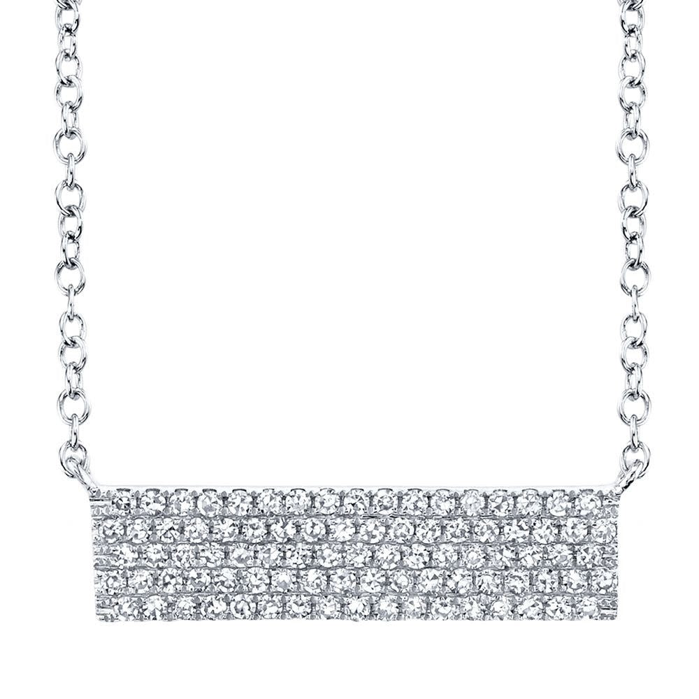 0.25Ct 14K WG Diamond Bar Pave Necklace
