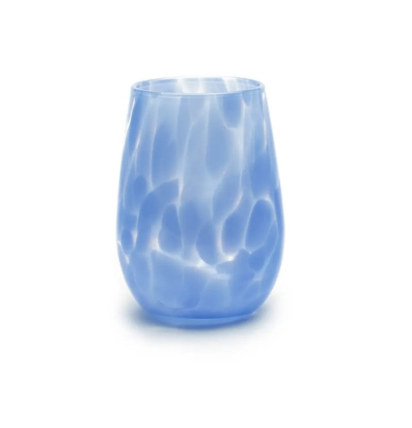 Hand Blown Fritsy Stemless Wine Glass