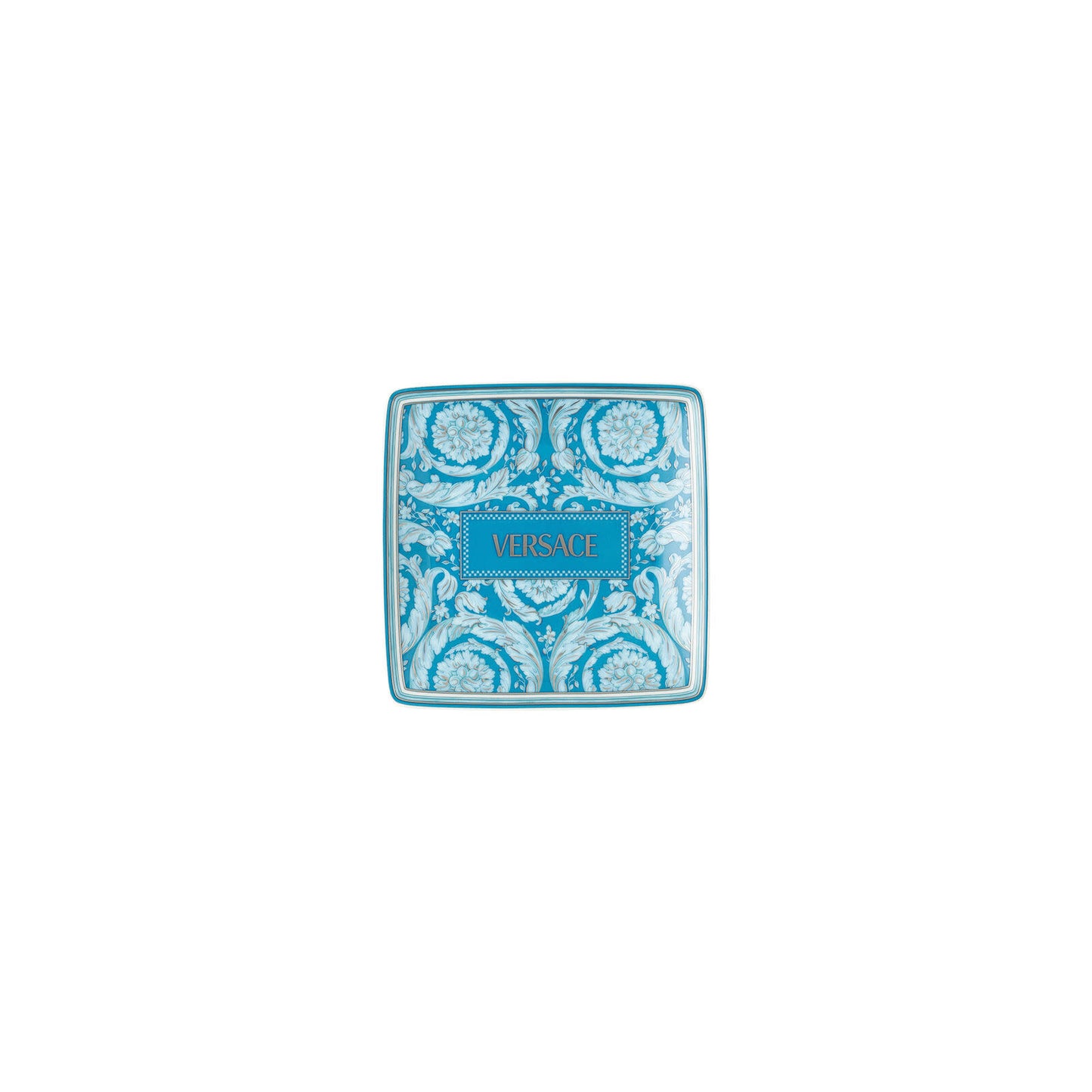 Versace Barocco Teal Square Canape Dish | 4.75in