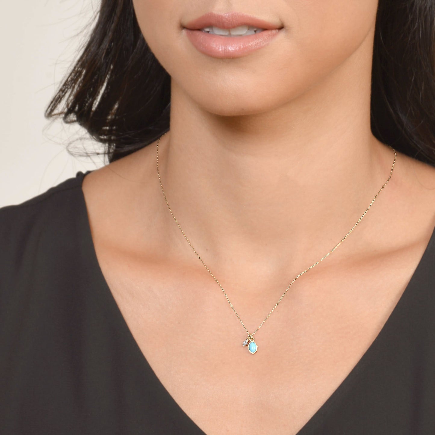 Tiny Moroccan Oval Stone & Quad Pendant