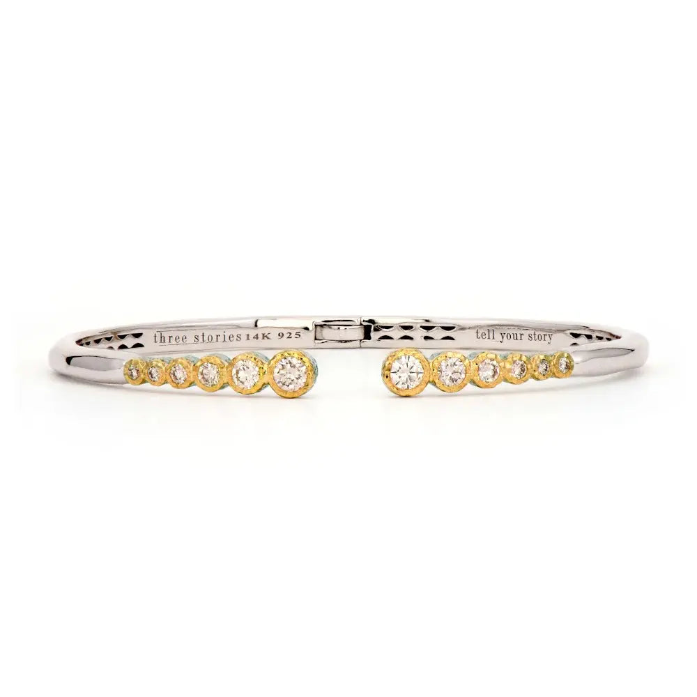 Diamond Open Bezel Set Bangle Bracelet | .76c 14k + 925
