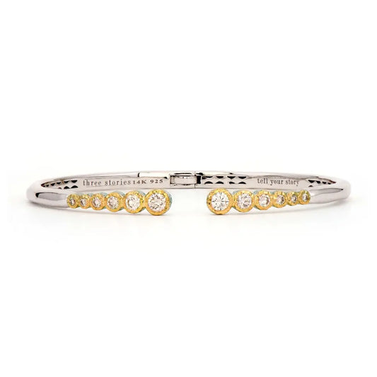 Diamond Open Bezel Set Bangle Bracelet | .76c 14k + 925