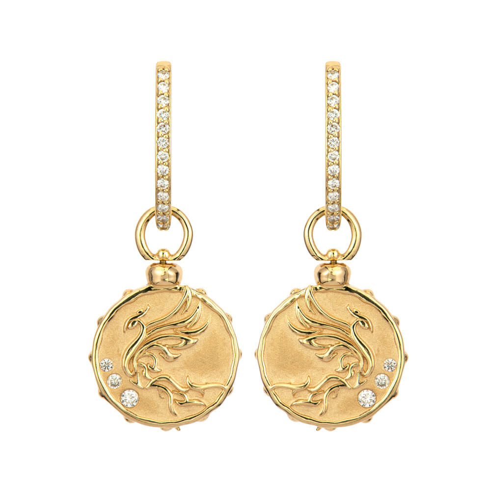 SINGLE | Phoenix Fire Goddess Reversible Earring Charm or Pendant | .09c 14k