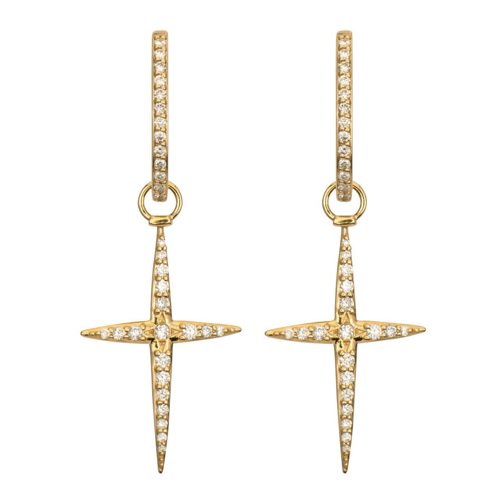 SINGLE | Starry Night Diamond Cross Earring Charm or Pendant | .18c