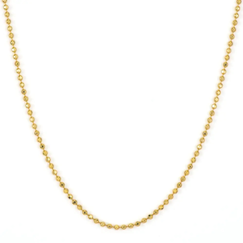 Diamond Cut Beaded Chain Necklace | 18in 14k