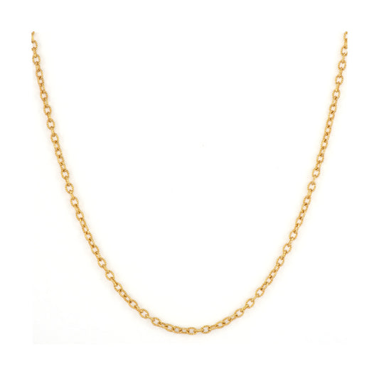 Small Link Textured Oval Chain Necklace | 18in 14k