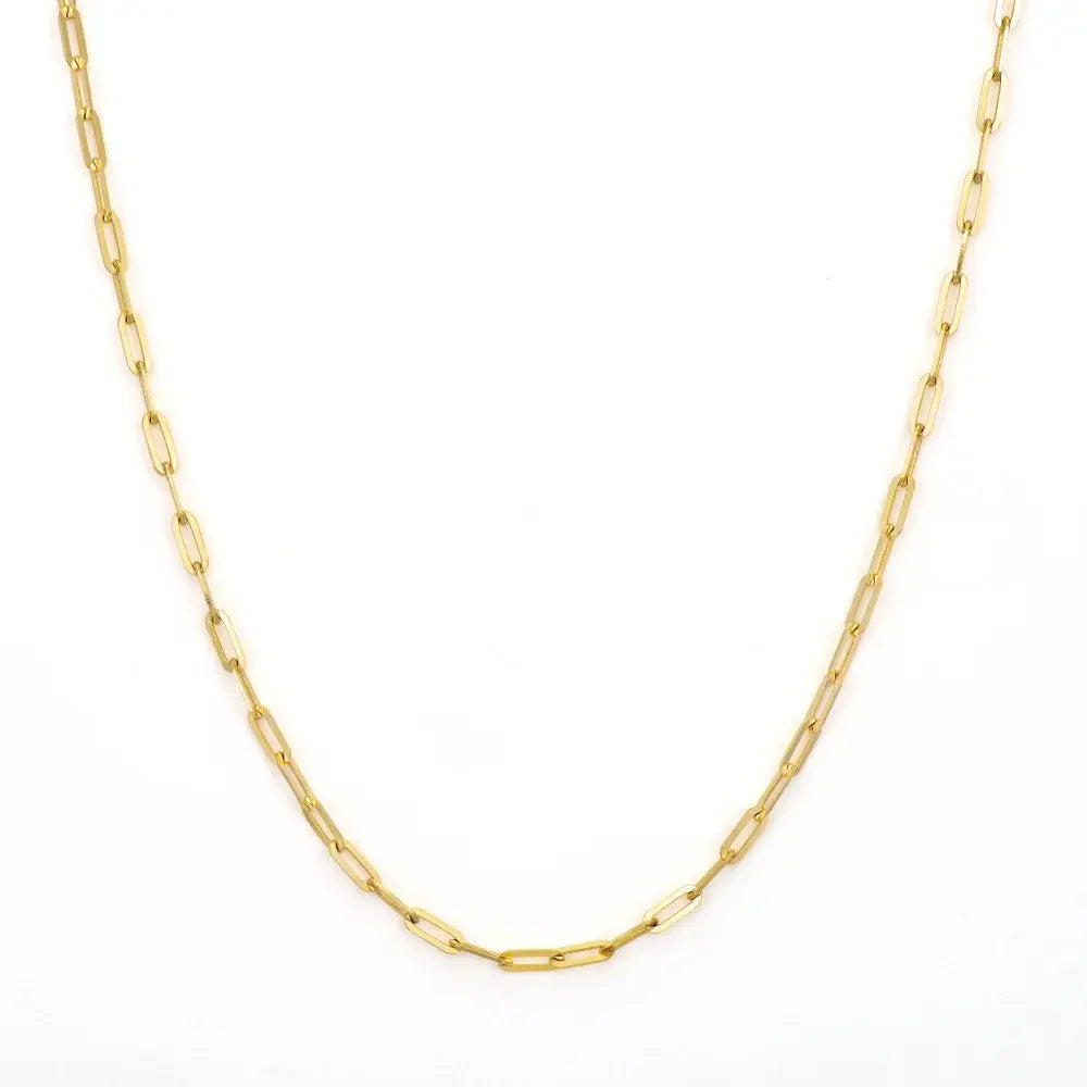 Tiny Paperclip Chain Necklace | 18in 14k