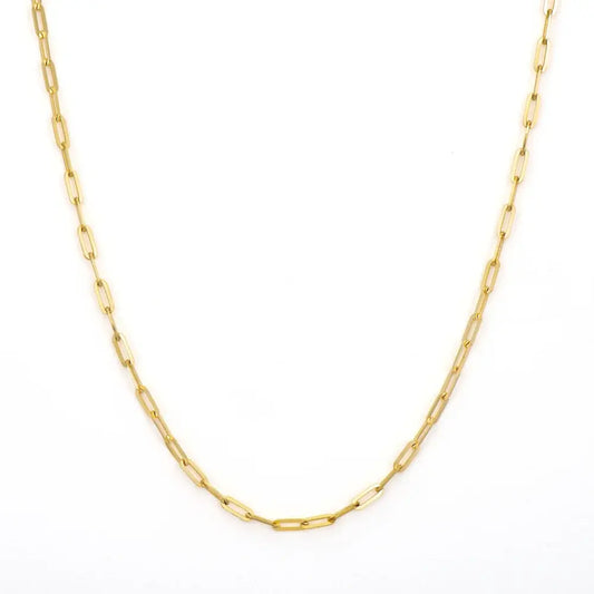 Tiny Paperclip Chain Necklace | 18in 14k