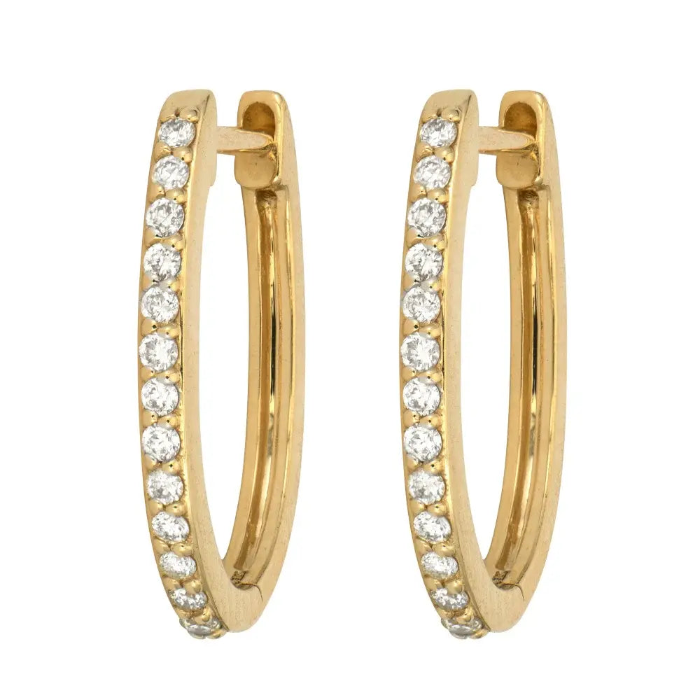 SINGLE | Pave Diamond Oval Hoop Earring | .10c 14k