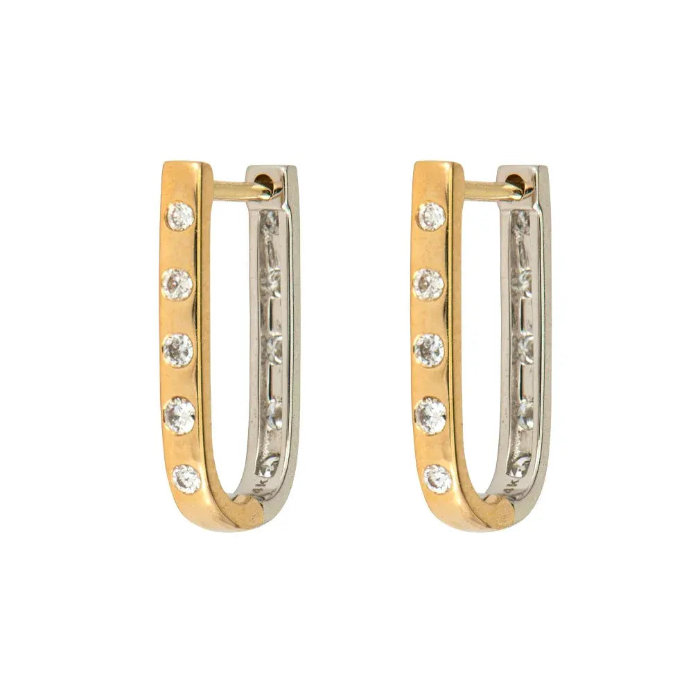 SINGLE | Diamond Reversible Curved Hoop Earring | .12c GSI 14k