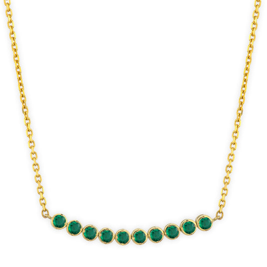 Emerald + Diamond Bezel Set Reversible Necklace | .35c + .35c 16+2in 14k