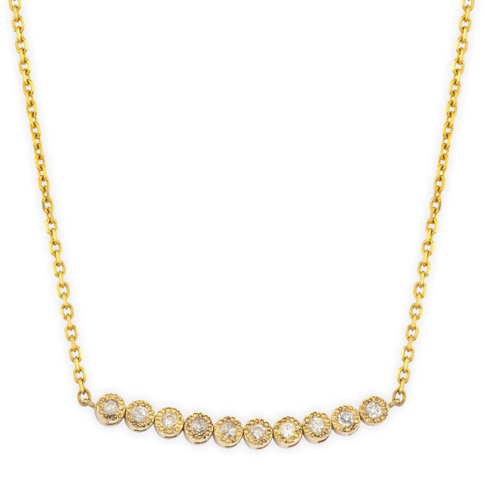 Emerald + Diamond Bezel Set Reversible Necklace | .35c + .35c 16+2in 14k