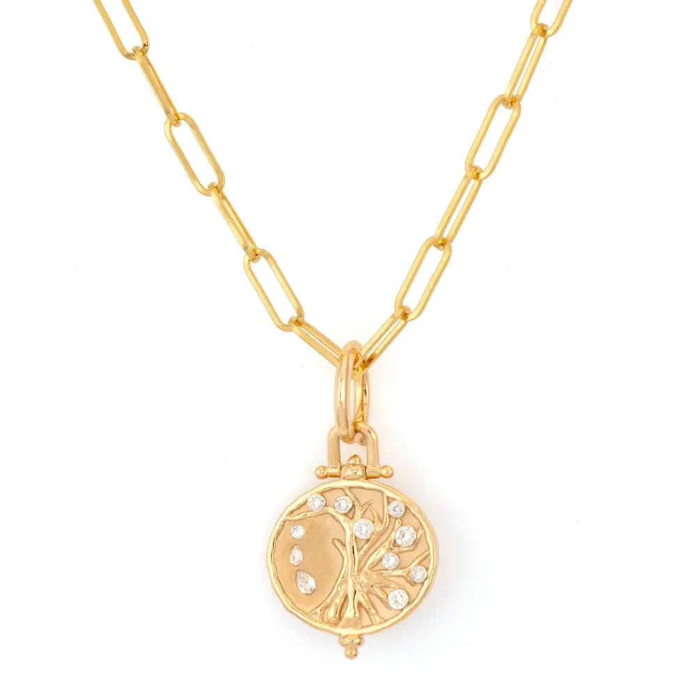 Tree Of Life Reversible Engravible Pendant + Bale | .14c GSI 14k