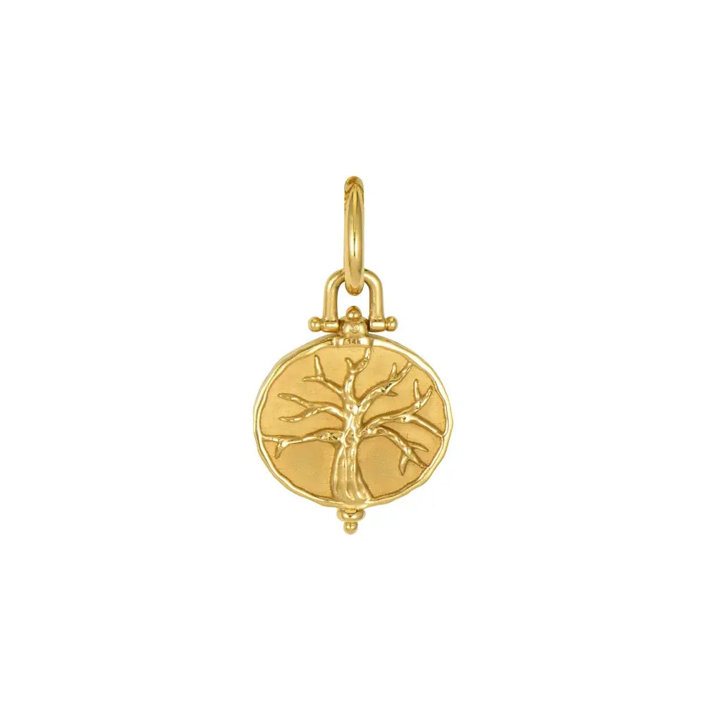 Tree Of Life Reversible Engravible Pendant + Bale | .14c GSI 14k