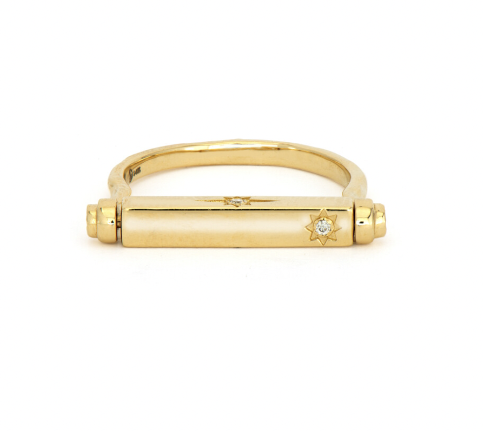 Diamond Shooting Star Engravable Flip Ring | S6.5 .15c 14k