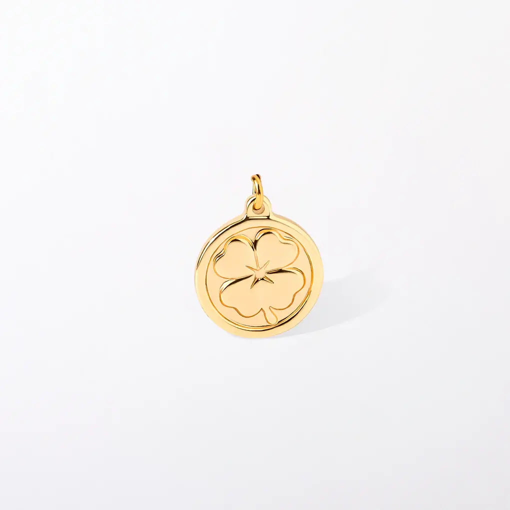 Coin Clover Charm Pendant