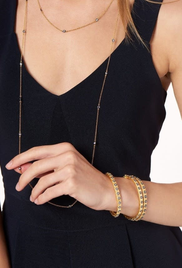 Studded Eternity Hinge Bangle Silver|Gold