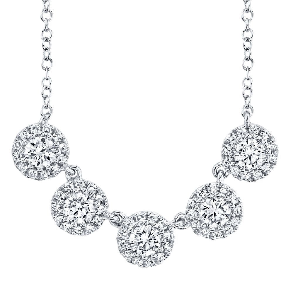 0.53Ct 14K WG 5 Diamond Pendant Necklace