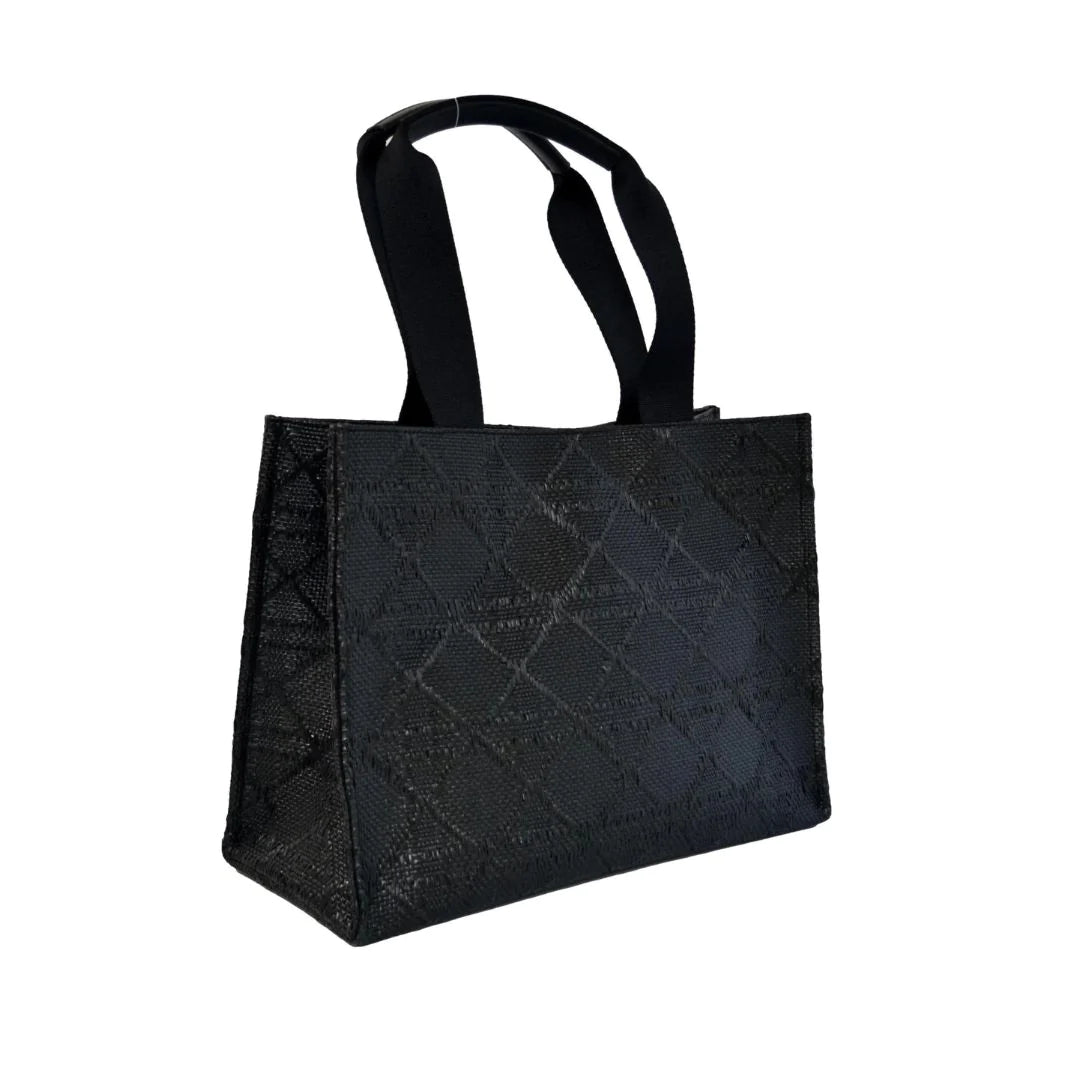Luxe Bali Straw Tote Bag | Cane Midnight