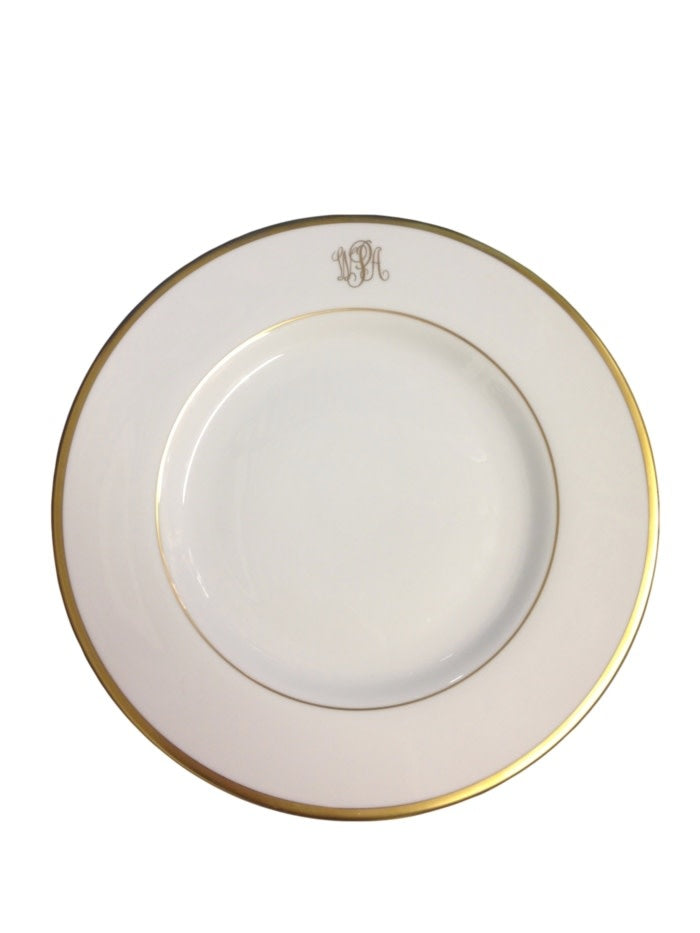 Signature Ultra-White Gold Salad Plate | 8.25in Monogrammed