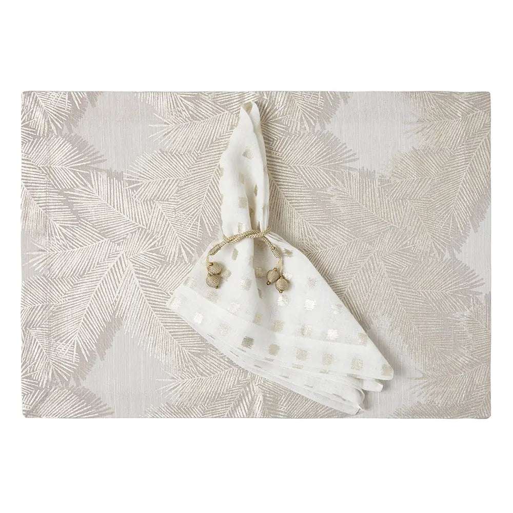 Linen Blend Napkins Set of 4 | White + Gold Foil Block 20x20in