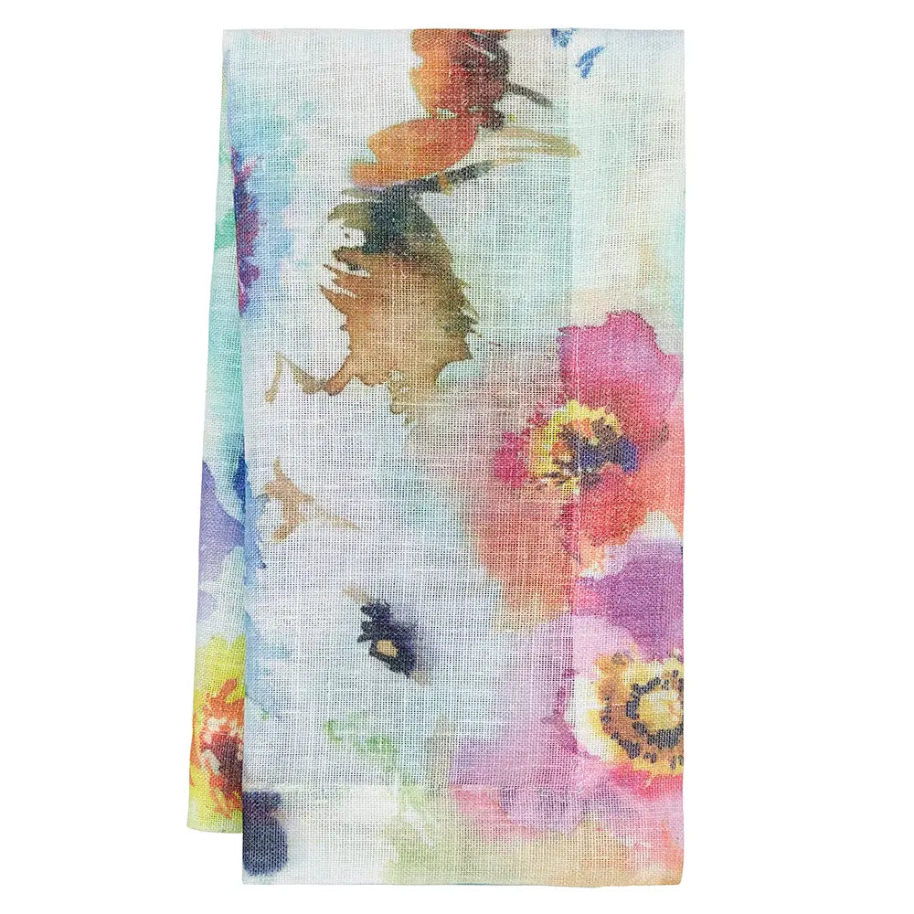 Linen Blend Napkins Set of 4 | Floral Pastels Watercolor 20x20in