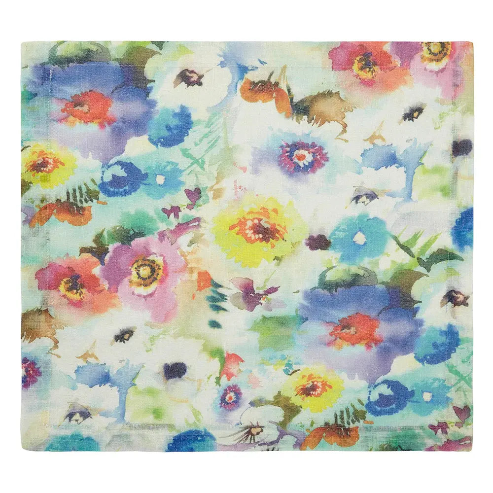 Linen Blend Napkins Set of 4 | Floral Pastels Watercolor 20x20in