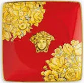 Versace Medusa Rhapsody Red Square Canape Dish | 4.75in