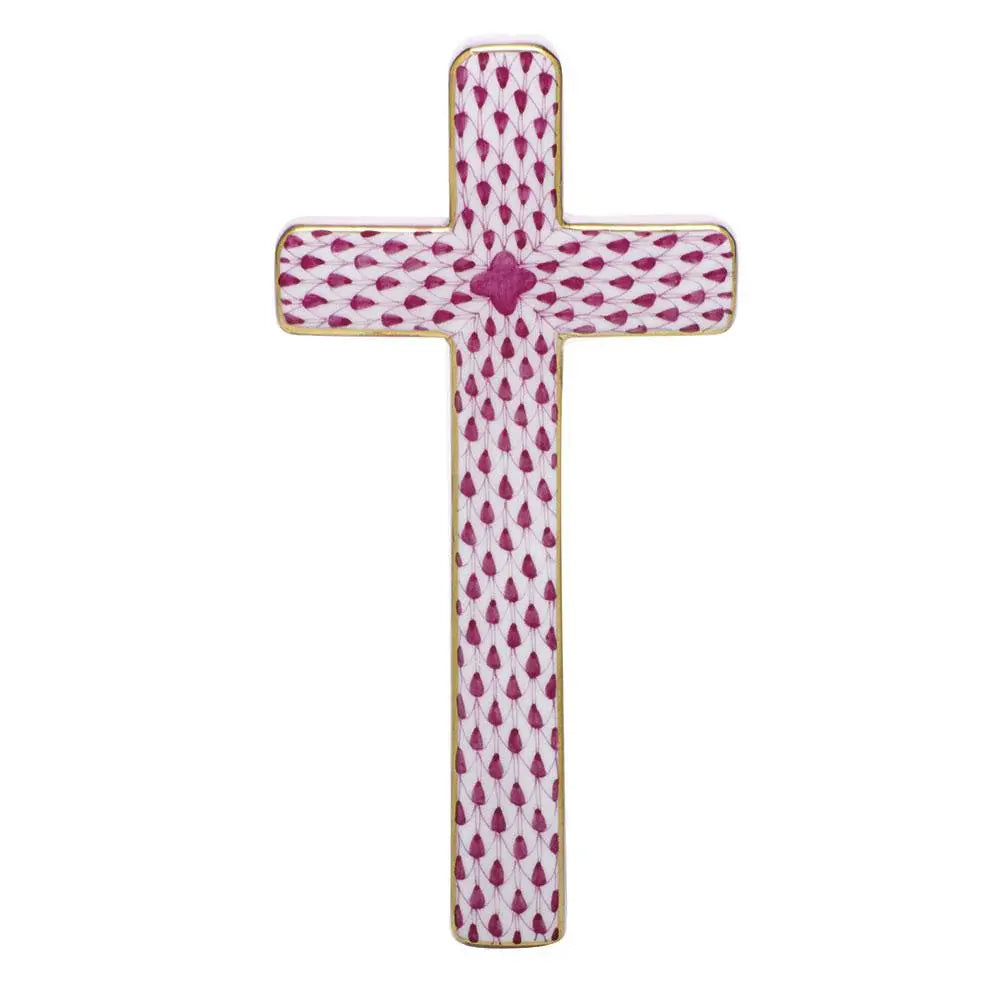Herend Cross | 4.75in Fishnet Raspberry