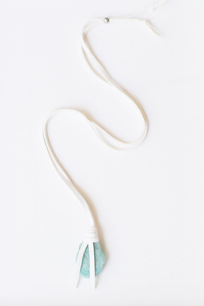 Virginia Leather Amazonite White Necklace 34"