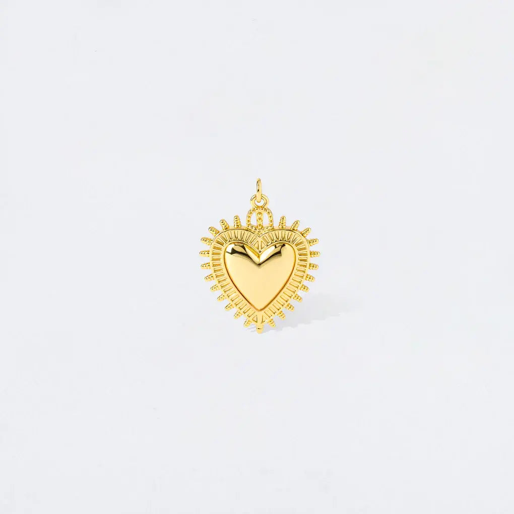 Gold Ray of Heart Charm Pendant
