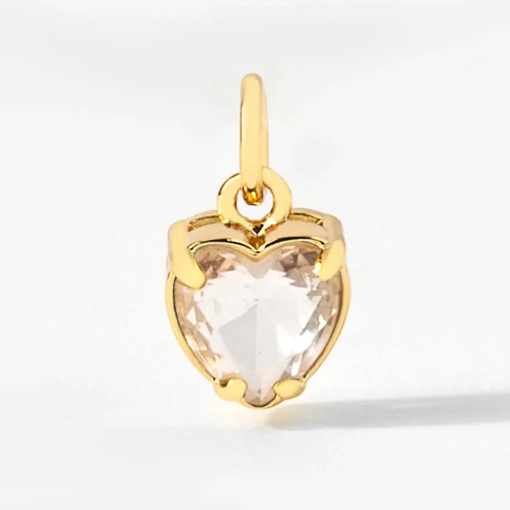 Heart Birthstone Charm Pendant | April Diamond