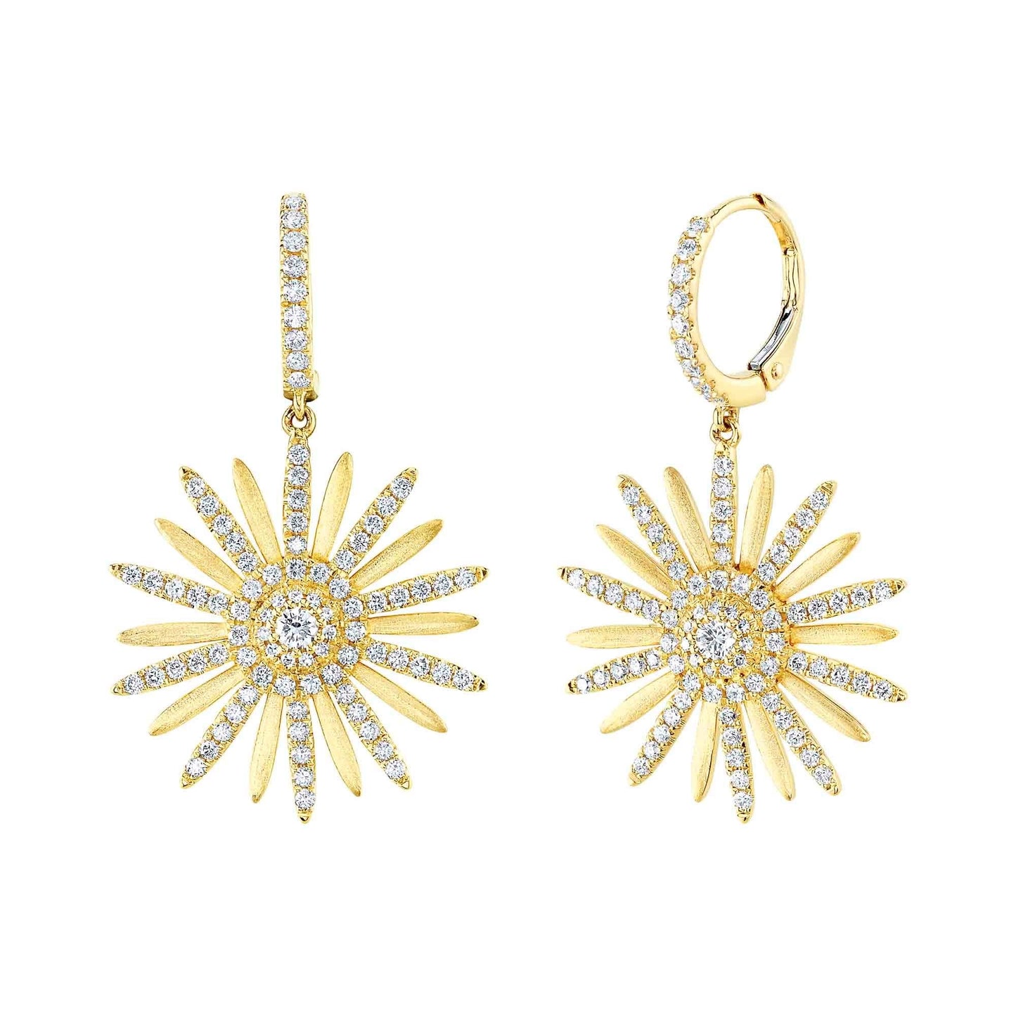 1.10Ct 14K YG Diamond Flower Earring