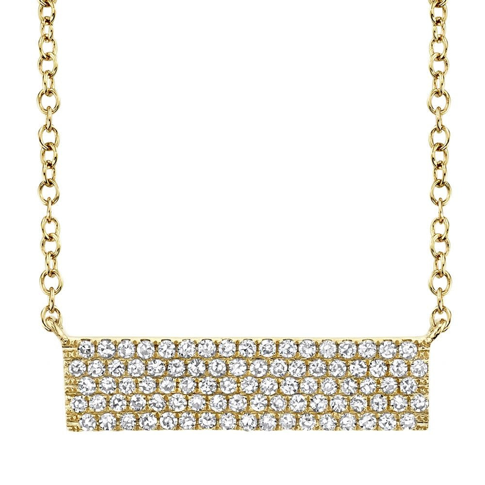 0.25Ct 14K YG Diamond Bar Pave Necklace
