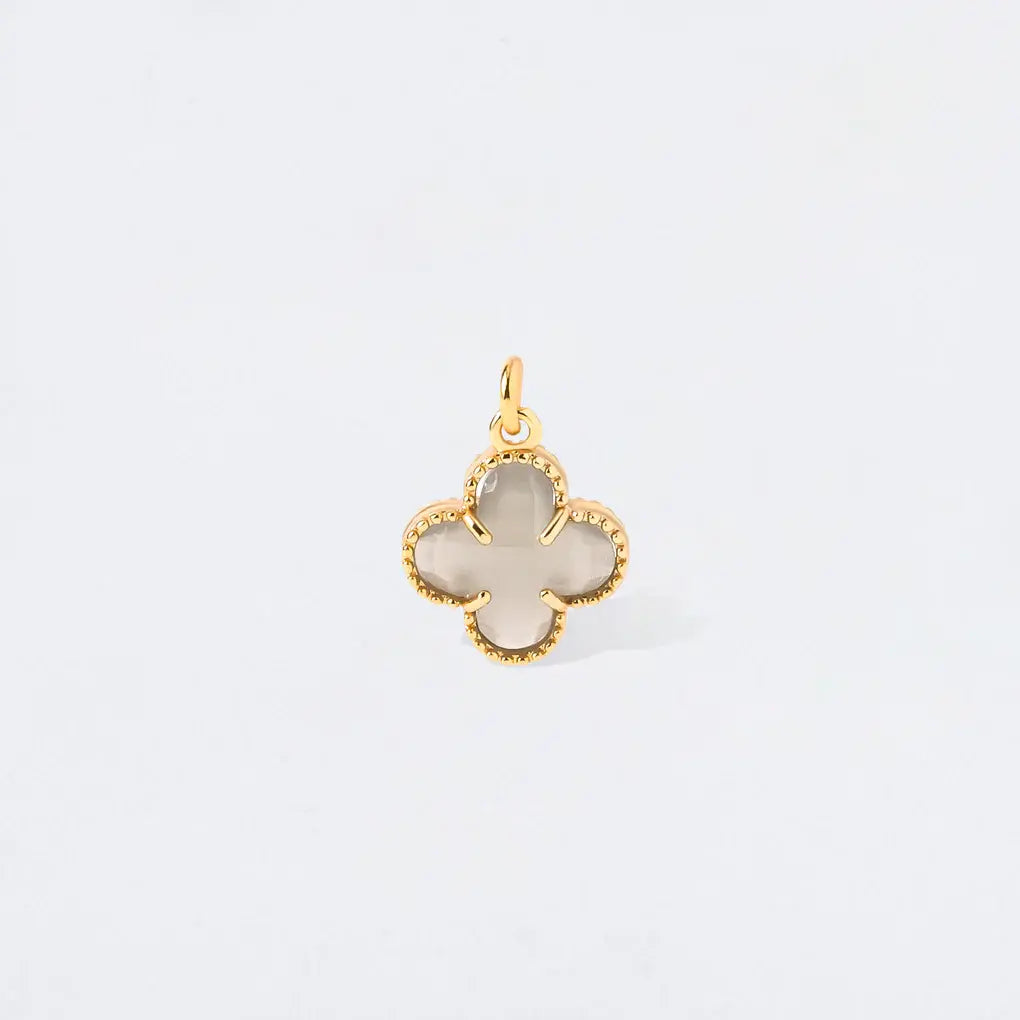 Grey Puff Clover Charm Pendant
