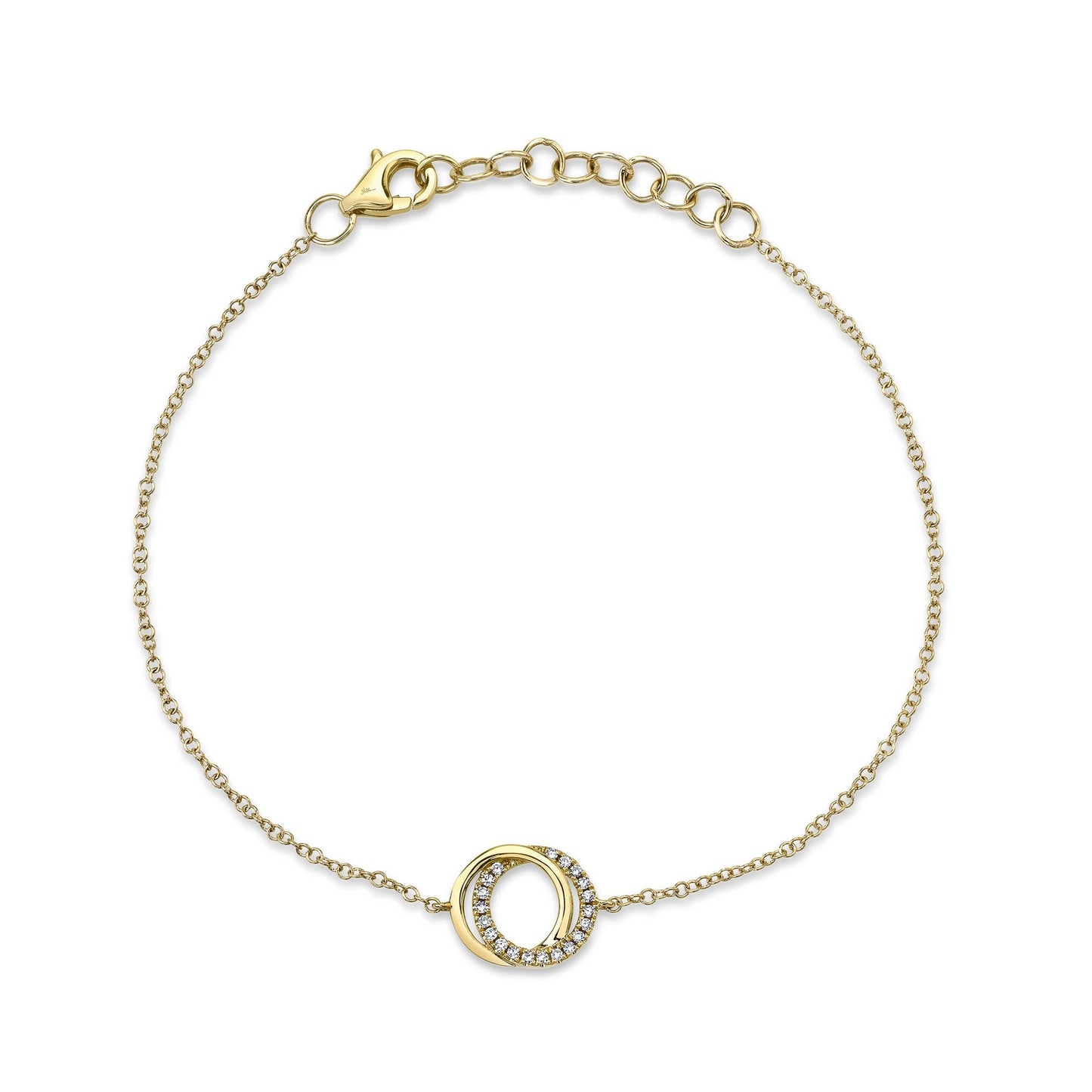 0.07Ct 14K YG Diamond Love Knot Circle Bracelet
