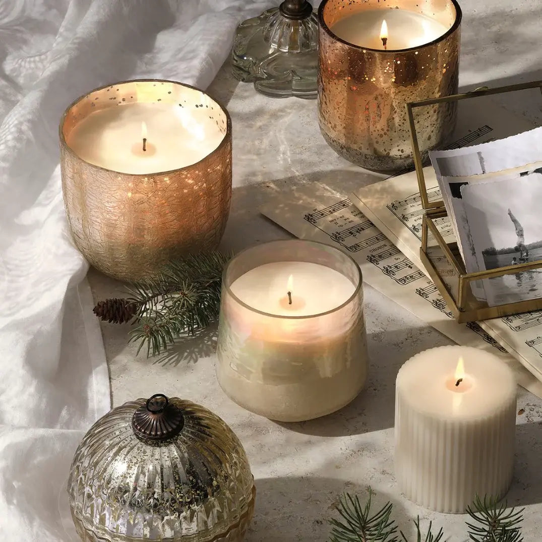 Winter White Crackle Glass Candle | 21.5oz