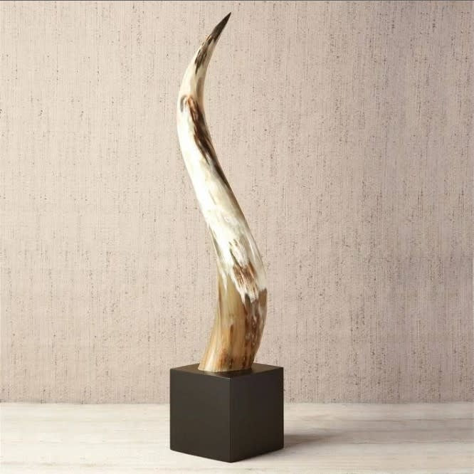 Yak Horn on Wood Base
