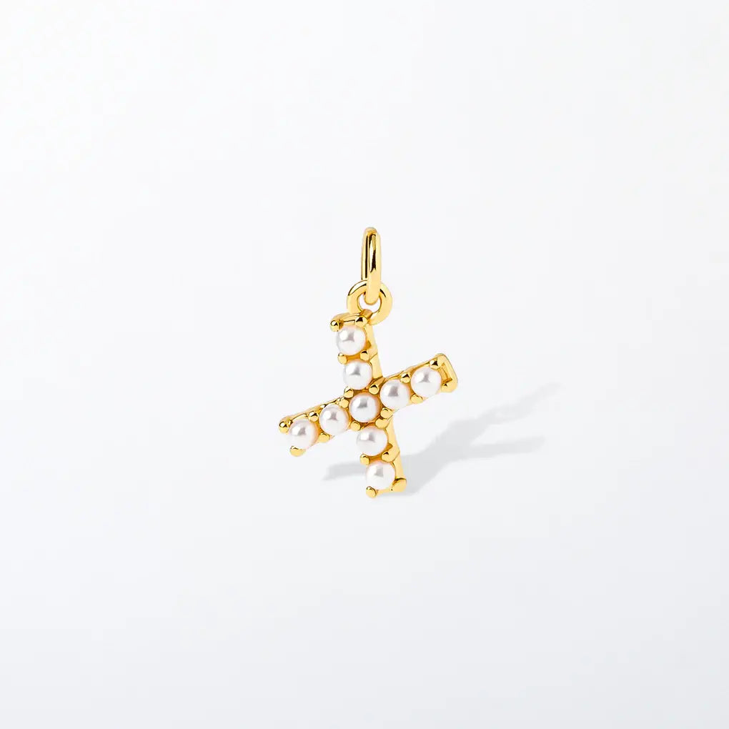 Pearl Initial Charm Pendant | X