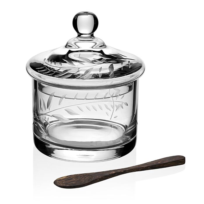 William Yeoward Crystal Country Jasmine Covered Honey + Spoon Set | 4.5in