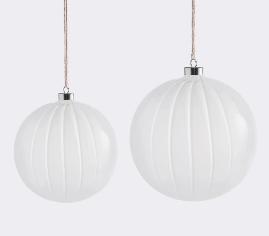 White Ornament with Lines | 6in