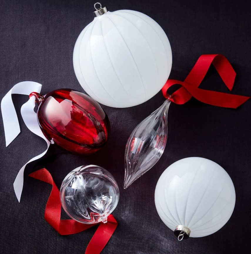 White Ornament with Lines | 6in