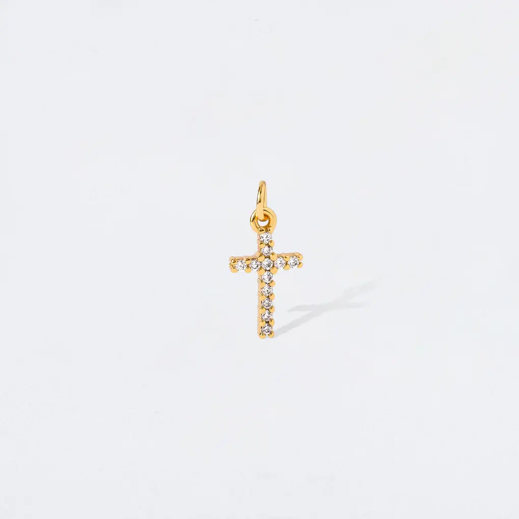 Pave Cross Medium Gold Cross Charm Pendant