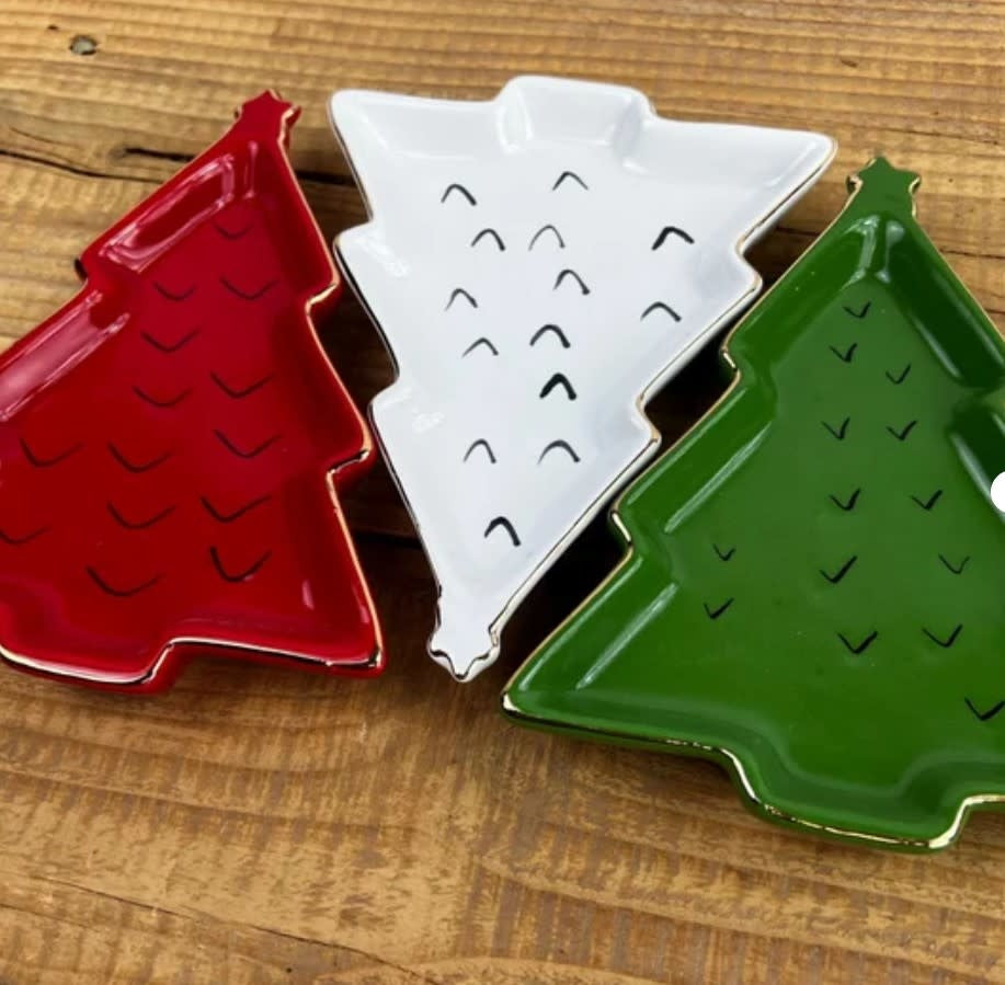 Christmas Tree Decorative Stoneware Tray | 7.25in