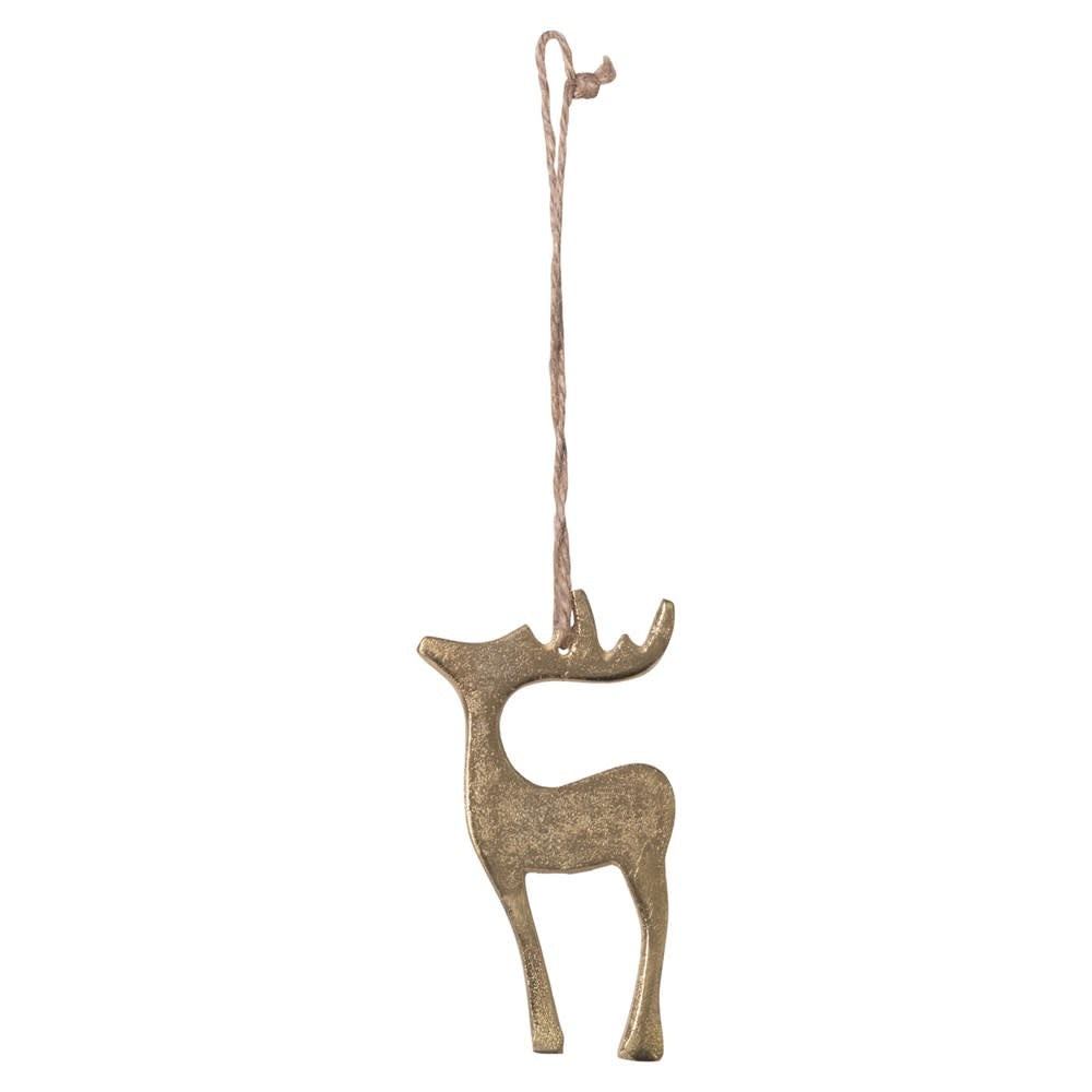 Metal Reindeer Ornament 4.5" Gold