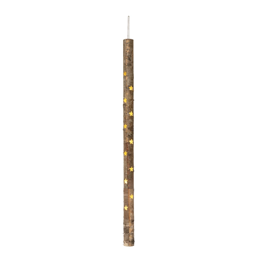 45" Birch Bark Tube w/ Star Cut Outs LED