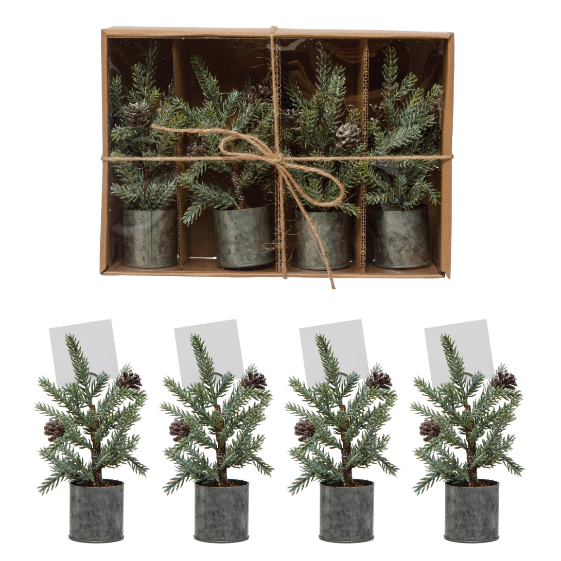 Faux Mini Pine Place Card Holder S/4